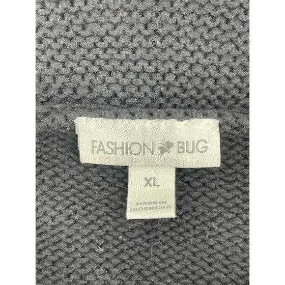 Fashion Bug Women's Black White Full Zip Collared Cardigan Sweater Size XL - Picture 6 of 11